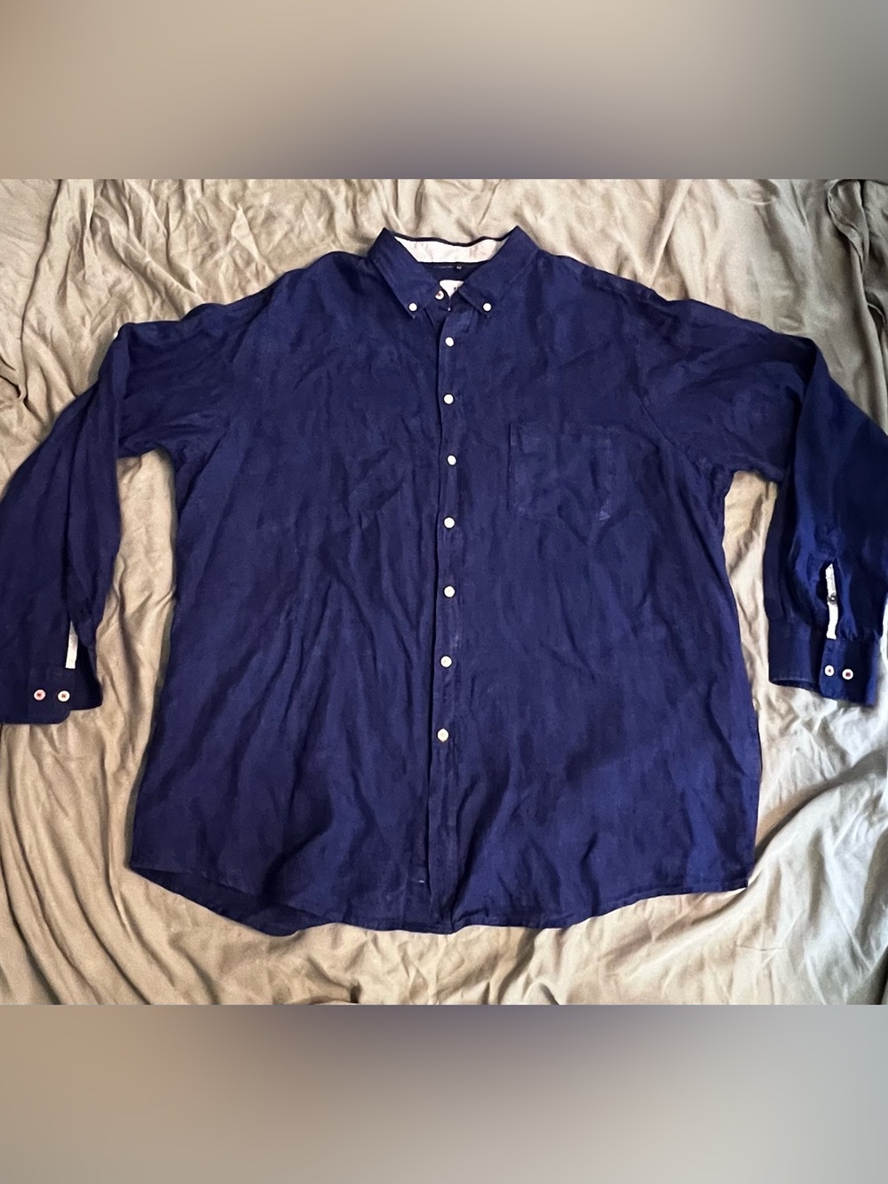 BRAX Feel Good Airwashed Linen Shirt Men’s XXL 45/46 Blue Button Down Comfort